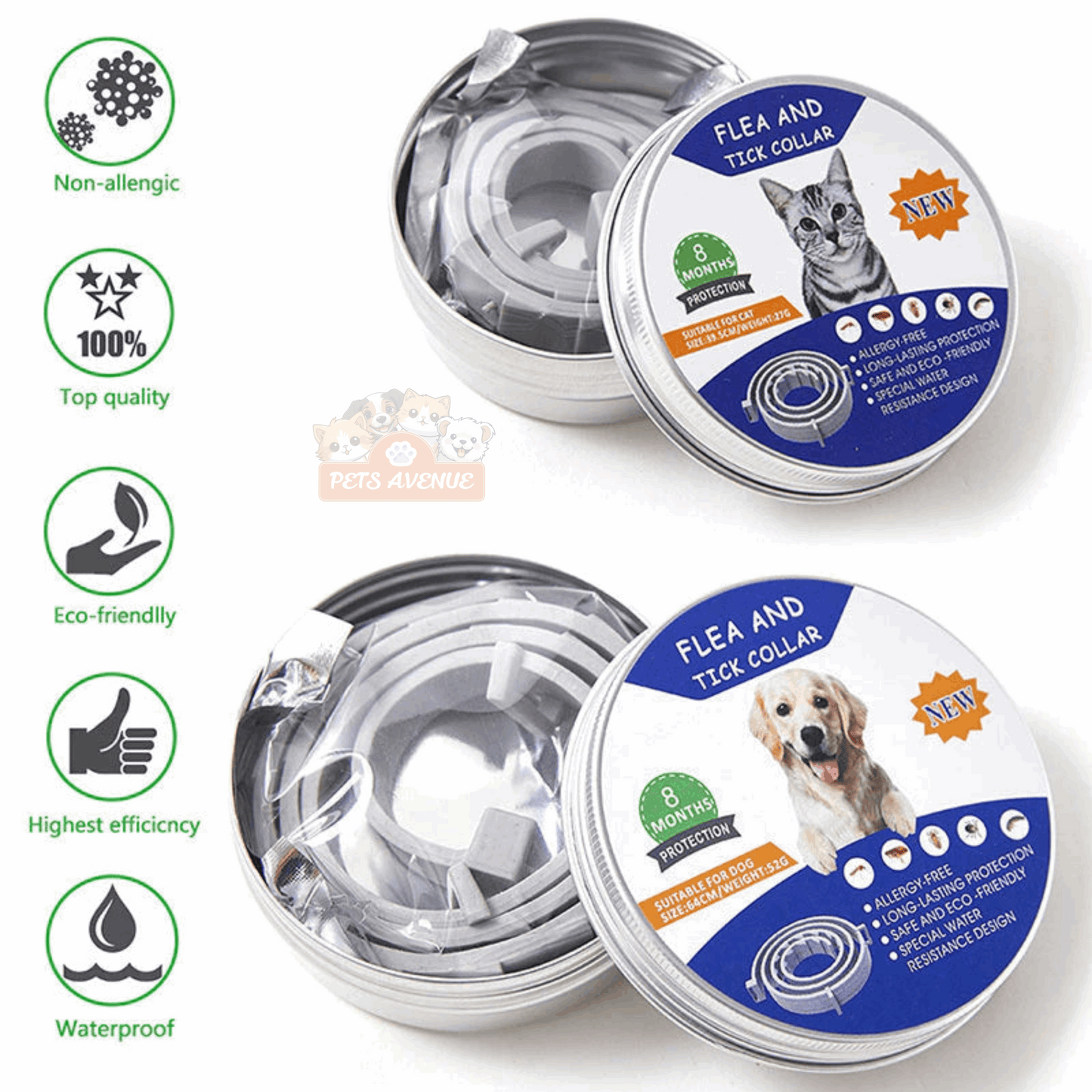 Anti Flea & Tick Collar for Cats & Dogs – Long-Lasting Outdoor Protection