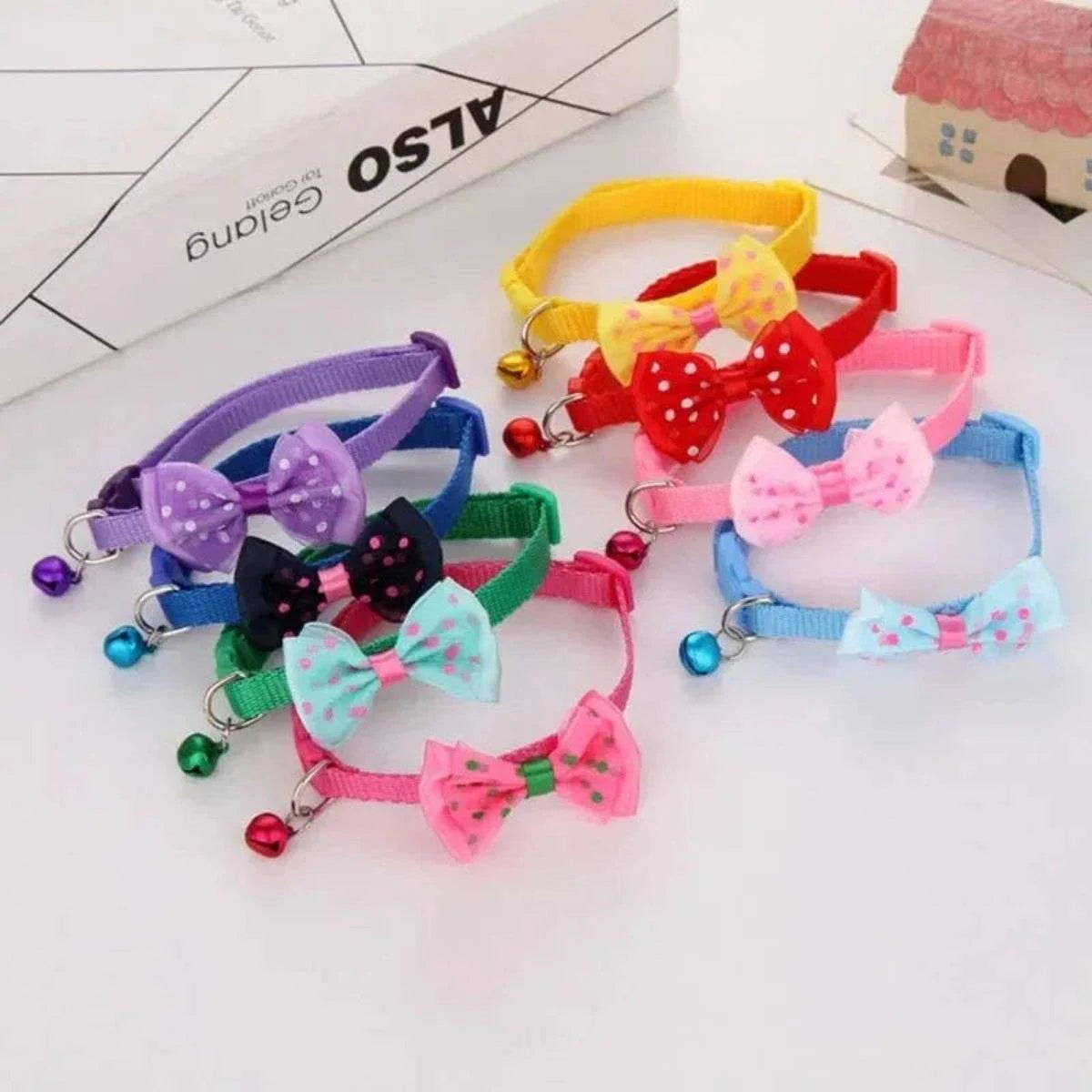 Cat Bow Collars with Bell Adjustable For Cats